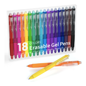 Erasable Gel Pens, 18 Colors Retractable Erasable Pens Clicker, Fine Point, Make Mistakes Disappear, Assorted Color Inks for Drawing Writing Planner and Crossword Puzzles
