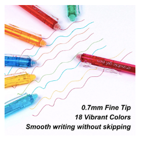 Erasable Gel Pens, 18 Colors Retractable Erasable Pens Clicker, Fine Point, Make Mistakes Disappear, Assorted Color Inks for Drawing Writing Planner and Crossword Puzzles
