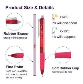Erasable Gel Pens, 18 Colors Retractable Erasable Pens Clicker, Fine Point, Make Mistakes Disappear, Assorted Color Inks for Drawing Writing Planner and Crossword Puzzles