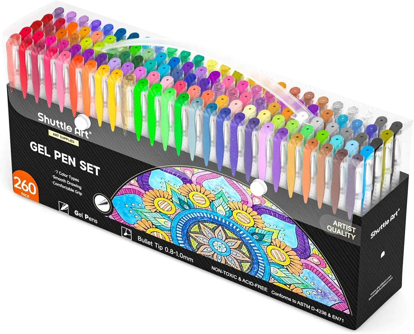 260 Pack Gel Pens Set 220% Ink Gel Pen for Adult Coloring Books Art Markers 130 Colored Gel Pens plus 130 Refills